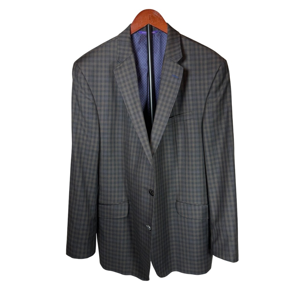Ted Baker London‎ Endurance 100% Wool Plaid Blazer Mens 46 R Brown Suit Jacket